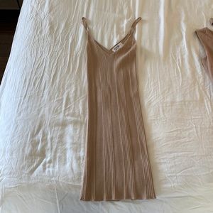 LF tan ribbed body con dress